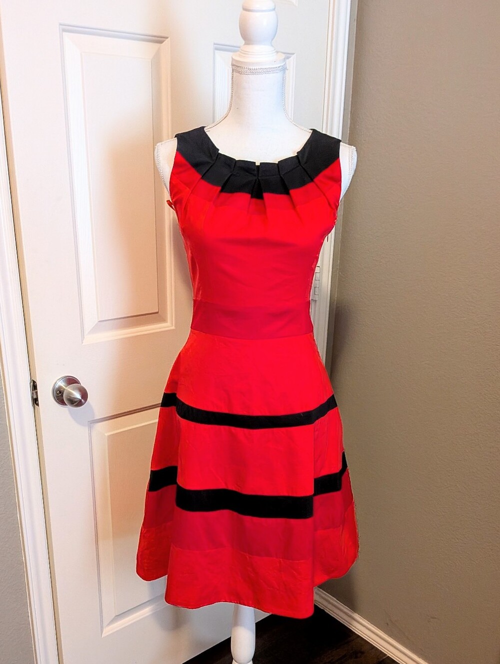 Red and Black Fit-and-Flare Dress